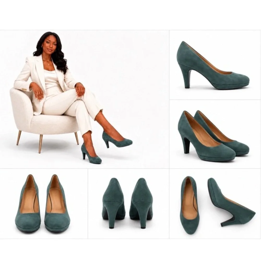 Clarks Indigo Wessex Wyvern Teal Suede Platform Pumps Heels 11M Preppy‎ 02-04